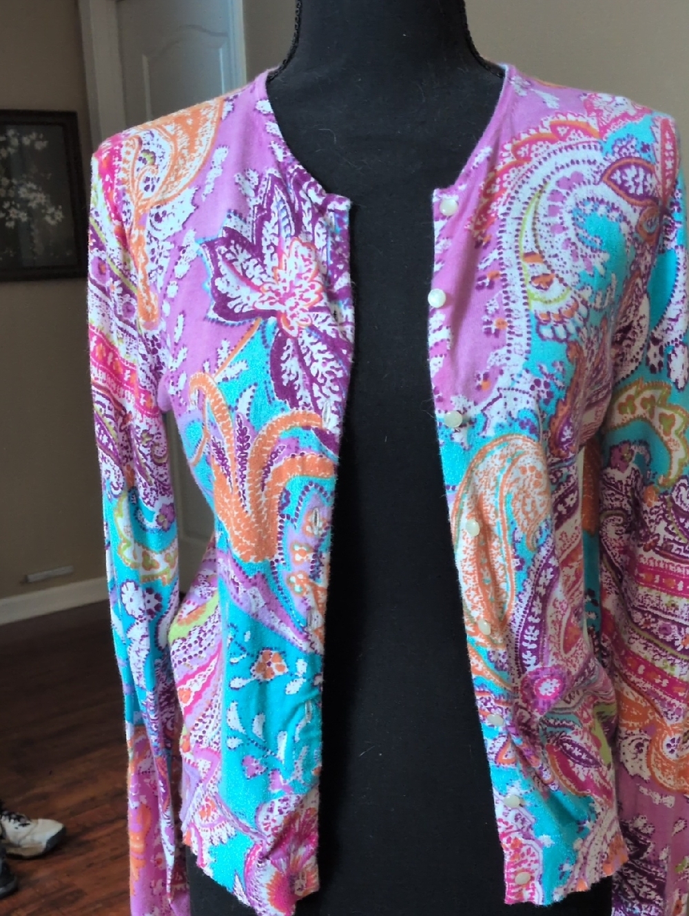 Ralph Lauren Pink and Turquoise Paisley Top